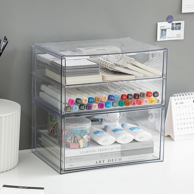 Clear Desk Drawer Organizer, 2 Pack, 3 Drawers - Image 7