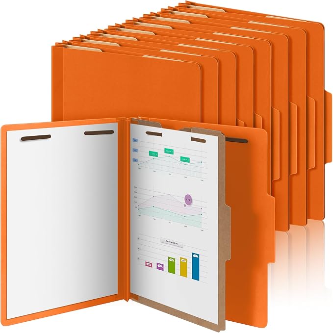 Skyygemm 24 Pcs Classification Folder Letter Size, 1 Divider,Orange | Back to School Supplies, File Organizer with Fastener, Expanding File Organizer Bulk for Office Employee, Staff, Teacher by Skyygemm