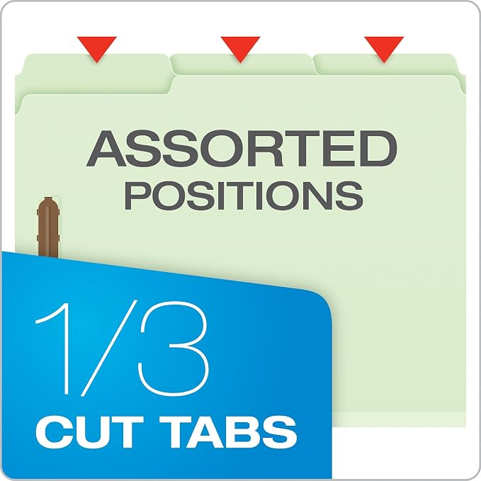 Pendaflex Pressboard Fastener Folders, Letter Size, Light Green, 2" Expansion, 1/3 Cut, 25/BX (17181) (Pack of 4) - Image 5