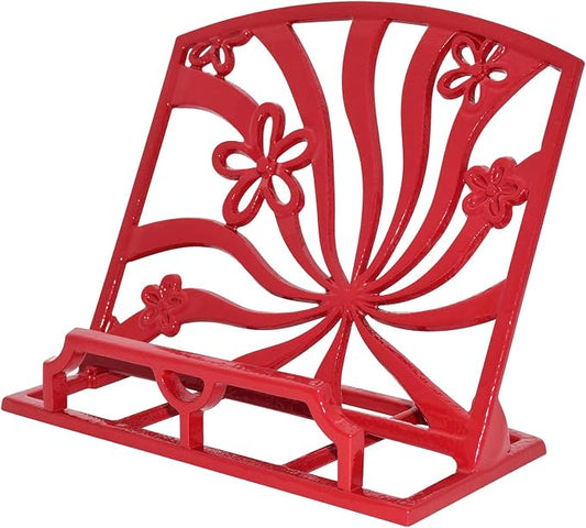 Elegant Cookbook Stand Cast Iron, Kitchen Decorative Metal Recipe Book Holder for Bible, Prayer Book Stand, Magazine, Textbooks, Vintage Cookbook Stand for Kitchen Counter, Red by Minluful