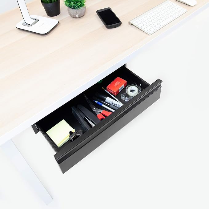 Mount-It! Under Desk Pull-Out Drawer, Heavy-Duty Steel Under Table Slide-Out Storage Organizer, Smooth Glide Track, Fits Desks Over 0.71″ Thick, 11 lb Capacity - Image 4