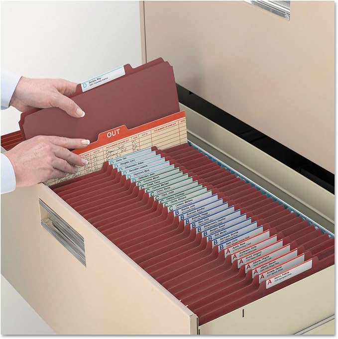 Smead Pressboard Classification File Folder with SafeSHIELD Fasteners, 2 Pocket Dividers, 2" Expansion, Legal Size, Red, 10 per Box (19079) - Image 5