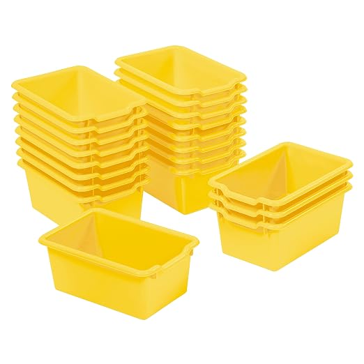 ECR4Kids Scoop Front Storage Bin, Multipurpose Organization, Yellow, 20-Piece by ECR4Kids