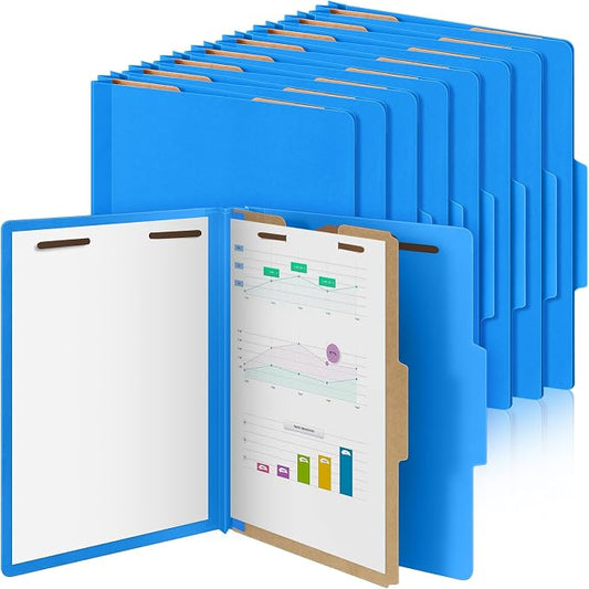 AmazingSpark 24 Pcs Classification Folder Letter Size Bulk 1 Divider Pressboard File Folder with Expansion 2 Prong Fastener Heavy Duty Office File Organizer for School Medical Document(Business Blue) by Unknown