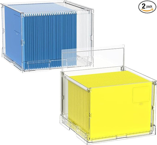 MUKAI File Box Organizer, Hanging Folder Storage Boxes, File Folder Organizer with Slide, Filing Crate Bin Holder with Letter-size File Holder Filing Box for Office, Home, Decor (2) by Unknown