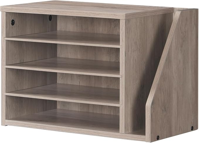 HOOBRO Mail Sorter, Literature Organizer with Adjustable Shelves, Paper Organizer for Office, Home, Wood Countertop Mail Sorter, File Holders, Magazines, Greige BG41WF01N1 by HOOBRO