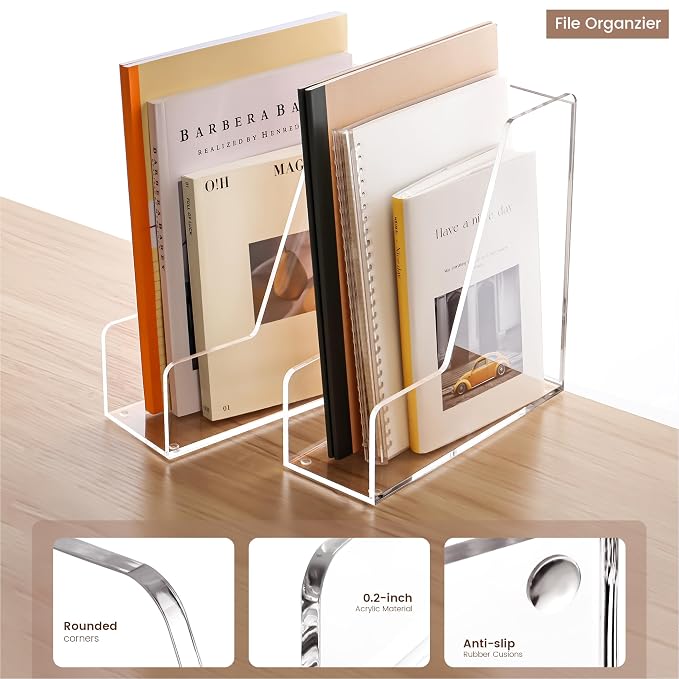 YUXUN Acrylic Magazine File Holder,Clear Desk Organizer File Holder Stand for File/Magazine/Binders/Notebook/Envelopes,Multi-purpose Coloring Comic Book Storage for Home/Office/Classroom Organization - Image 5