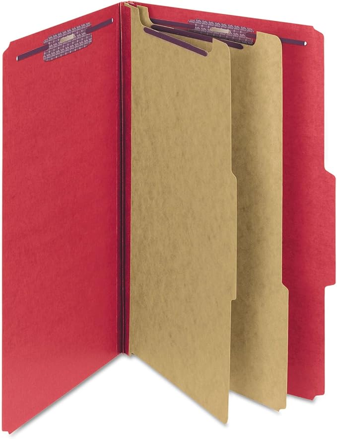 Smead Pressboard Legal Size File Folders with SafeSHIELD Fasteners, 2 Dividers, 2" Expansion, Office Folders, Paper Holder, Bright Red, 10 per Box (19031) - Image 4