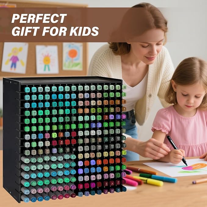 Marker Organizer,240 Slots Marker Storage with Divider,Black | Marker Holder,Adjustable Marker Rack for Pens,Colored Pencils,Art Brushes,Home Office Art Room and Classroom Desk Organizer - Image 6