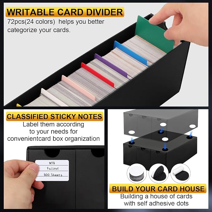 Trading Card Storage Box, Includes 24-600 CT Boxes & Card Dividers, + Trading Card Organizer for Collectible Card Games, for TCG, MTG, PTCG, Baseball Cards, with Labels & Tapes - Image 3