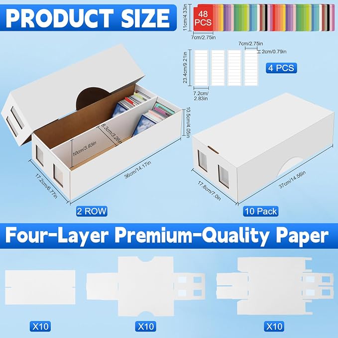 10 Pack Trading Card Storage Box, 16000+ Count Card Storage Box with 48 Card Dividers, Cardboard Card Storage Boxes Sports Card Cases Bulk Card Storage Box Trading Card Box for Basketball Sports Cards - Image 2