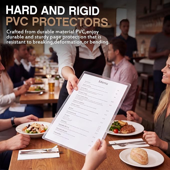 300 Pcs 8.5" x 14" Clear Plastic Menu Sleeves Covers Legal Size for Restaurant Menu Protector, 8.5" x 14" Rigid Print Protectors, Clear Hard Plastic Protective Sleeves Covers - Image 3