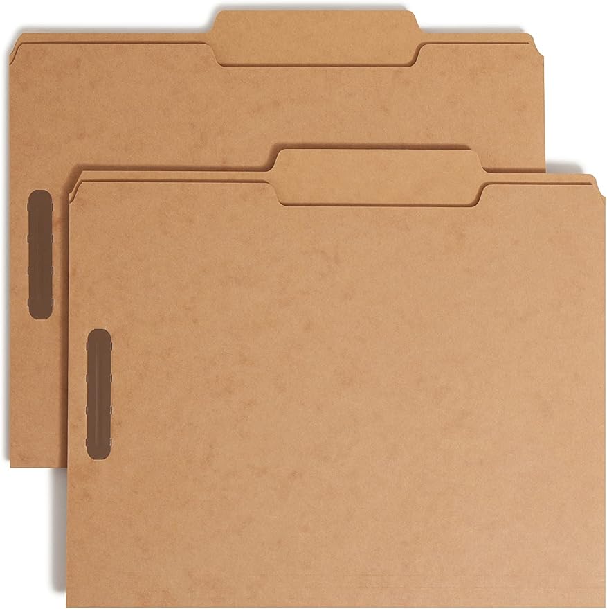 Smead Heavyweight Fastener File Folder, 2 Fasteners, 2/5-Cut Tab Right of Center Position, Guide Height, Letter Size, Kraft, 50 per Box (14882) by SMEAD