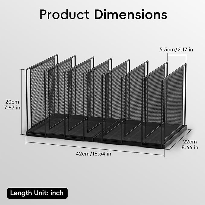 File Organizer for Desk, 7-Section Vertical File Sorter, Paper Holder Organizer Standing Metal File Folder for Office Home Classroom, Black - Image 2