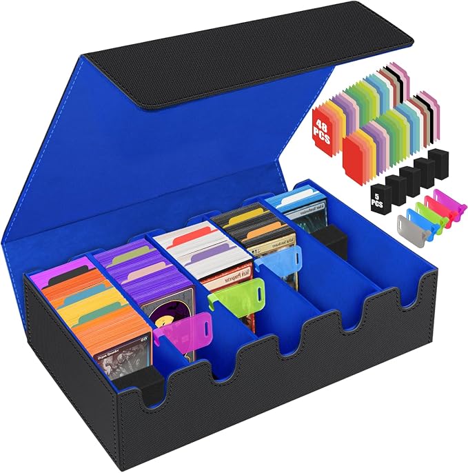 AOBOPLE 3500+ Trading Card Storage Box,Vertical 5-Row and Magnetic Card Box | PU leather Card Storage,48 Dividers + 10 Card Supports, Card Organizer For MTG TCG Commander,Gift For Collectors by AOBOPLE