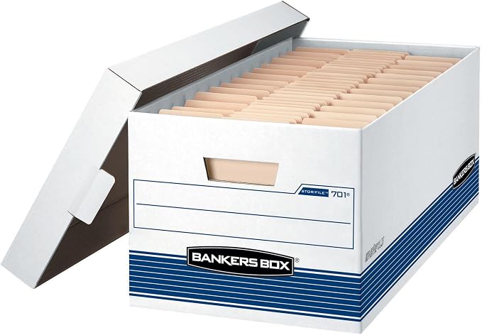 Bankers Box 20-Pack Medium-Duty File Storage Boxes, 24in Letter, FastFold | Speed through filing with FastFold setup, sturdy stacking, reinforced handles, and dependable document protection. by BankersBox