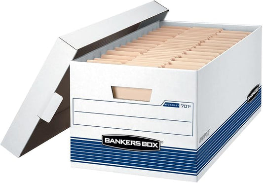 Bankers Box 20-Pack Medium-Duty File Storage Boxes, 24in Letter, FastFold | Speed through filing with FastFold setup, sturdy stacking, reinforced handles, and dependable document protection. by BankersBox
