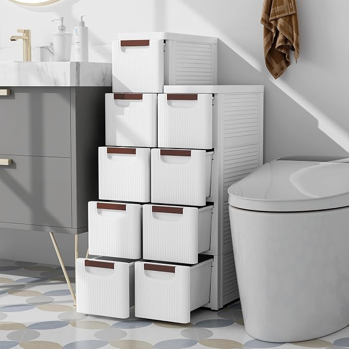 Giantex 4 Drawers Storage Cart, Narrow Plastic Dresser, Rolling Organizer Cart for Office Classroom Bedroom Bathroom Art Craft Supplies, Mobile Slim Utility Cart on Wheels (7.5"x16.5"x29.5") - Image 2