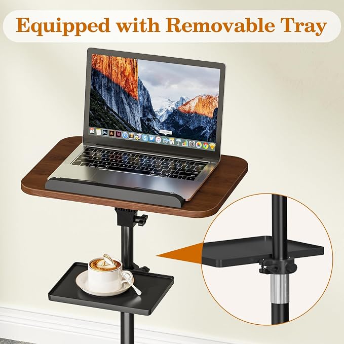Snughome Floor Book Stand with Removable Tray, Wood Standing Book Stand for Reading, Height Adjustment 21"-51", Music Stand Cookbook Stand Textbook Stand Laptop Stand Book Holder for Display - Image 4