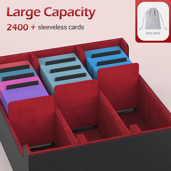 3-Row【2400+】Trading Card Storage Box, Card Organizer Holder with 8 Dividers, Case Fit for MTG TCG Magic Commander Deck Playing Cards, Deck Box for Sport Card - Image 2