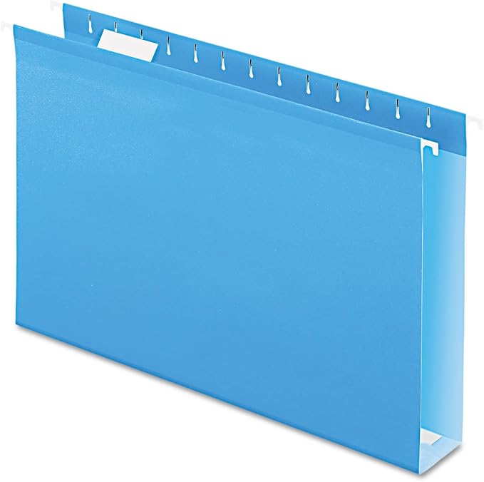 Pendaflex 04153X2 BLU Extra Capacity Reinforced Hanging Folders, 2", Legal Size, Blue, 1/5 Cut, 25/BX (4153x2 BLU) by TOPSProducts