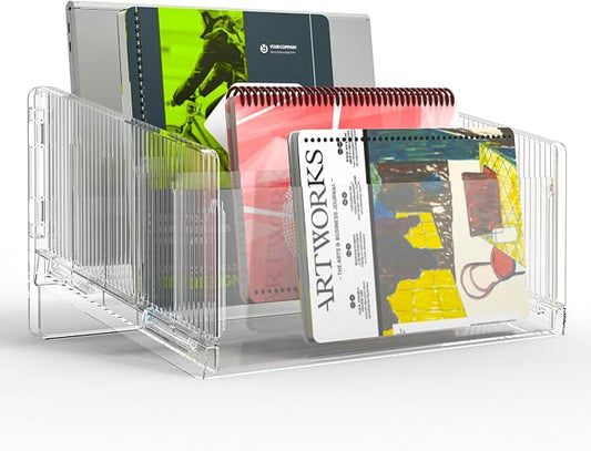 File Sorter Organizer, 5 Sections Acrylic Letter Tray 2 Pack | Desk Mail Organizer Letter Holder for Envelopes, Mail, Electronics by Cuukie