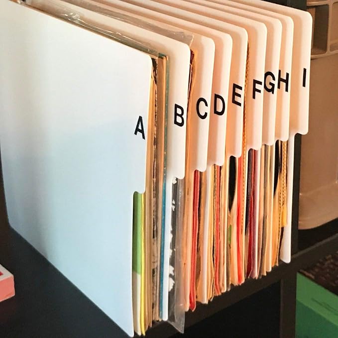 A-Z Vertical 7-inch (7in.) 45 RPM 45s Vinyl Record Index Dividers Organizational/Jukebox Organizers/Organization A to Z Alphabet Alphabetical Cards - Image 2