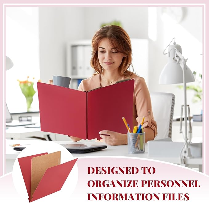 Skyygemm 24 Pack Classification Folders, Letter Size,1 Dividers,Red | Pressboard File Folders, 2 Prong Fasteners, 2" Expanding, Manila, End Tab, for Office School Legal Records Medical - Image 5