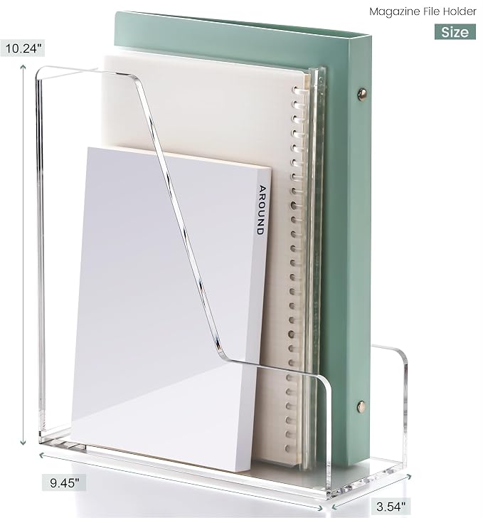 YUXUN Acrylic Magazine File Holder,Clear Desk Organizer File Holder Stand for File/Magazine/Binders/Notebook/Envelopes,Multi-purpose Coloring Comic Book Storage for Home/Office/Classroom Organization - Image 3