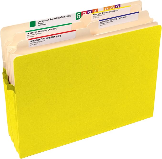 Smead File Pocket, Straight-Cut Tab, 3-1/2" Expansion, Letter Size, Yellow, 25 per Box (73233) - Image 3