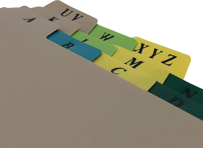 Plastic Alphabet Divider Set, 21-Tab, Multi-Color, Case of 10 | Heavy Duty, for Side-Opening 3-Ring Binders, 1614-00CS - Image 4