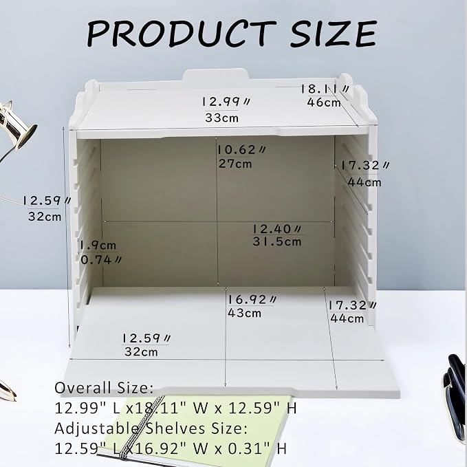 13" L × 18 1/8" W × 12 9/16" H Vertical Deep Letter Tray, Multi-Tier Desktop File Organizer, Paper Document Mail Sorter for Home Office Classroom – White(9 Tier-Portrait) - Image 2