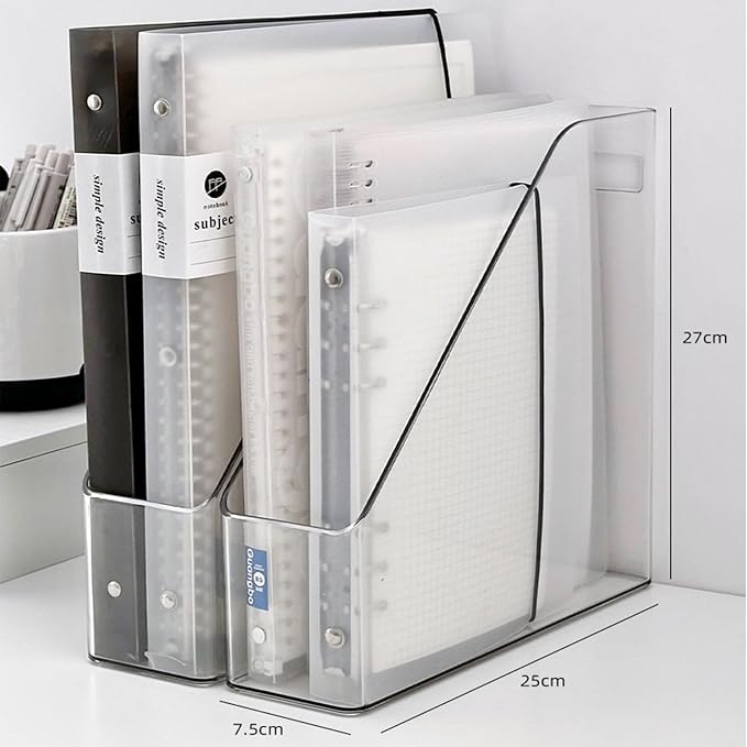 4-Pack Acrylic Vertical Magazine Holder & Book Organizer Clear Desktop File Storage Rack for Office/Home, Includes 3 Silicone Bookmarks (Space-Saving Design) - Image 2