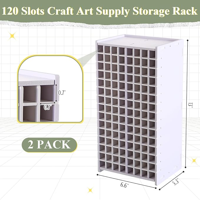 Sunnychicc 2 Pack Marker Storage Organizer, 240 Slots Total Art Supply Holder for Desk, Marker Rack with Removable Dividers for Colored Pencils & Paint Brushes (13 x 6.6 x 5.3 Inch) - Image 2