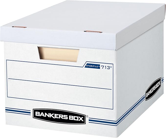 Bankers Box 20-Pack Basic-Duty File Storage Box with Lid, Letter/Legal | Tame everyday paperwork with affordable file boxes, lift-off lids, and reinforced handles for simple record storage. by BankersBox
