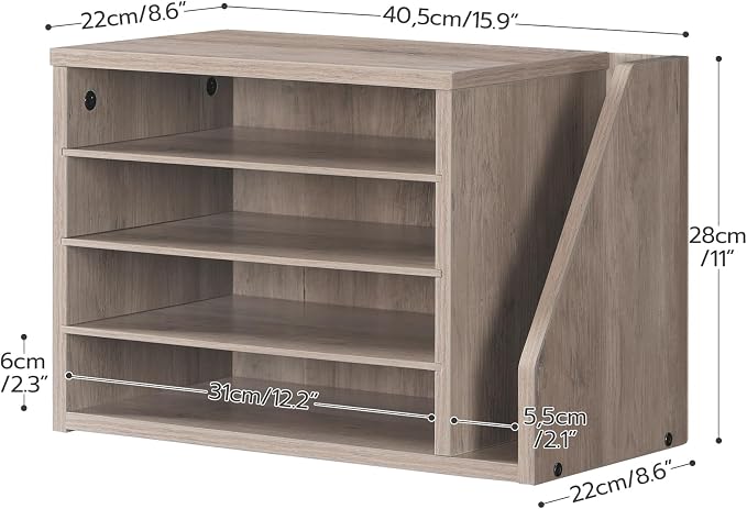 HOOBRO Mail Sorter, Literature Organizer with Adjustable Shelves, Paper Organizer for Office, Home, Wood Countertop Mail Sorter, File Holders, Magazines, Greige BG41WF01N1 - Image 3