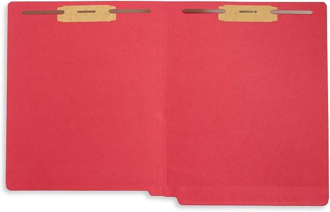 Blue Summit Supplies 50 Red End Tab Fastener File Folders, Letter Size | Durable 11pt red paper, straight cut end tabs, 2 prong fasteners, medical files, receipts, office reports - Image 5