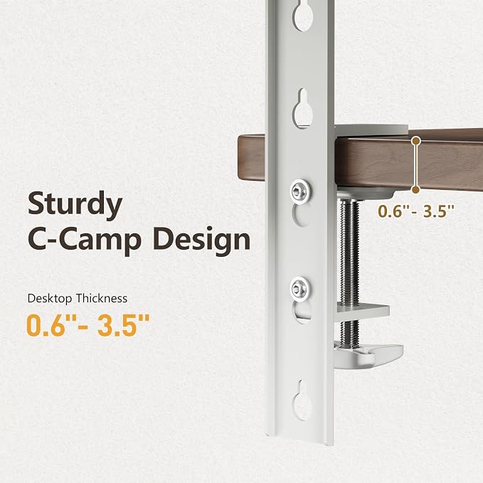 3 in 1 Clamp-on Desk Extender Shelf, 15.7×7.5 Inch, White | Adjustable Desk Riser for Monitor & Keyboard, Heavy-Duty Side/Top Desk Organizer Shelf, Desktop Storage for Office Supplies - Image 4