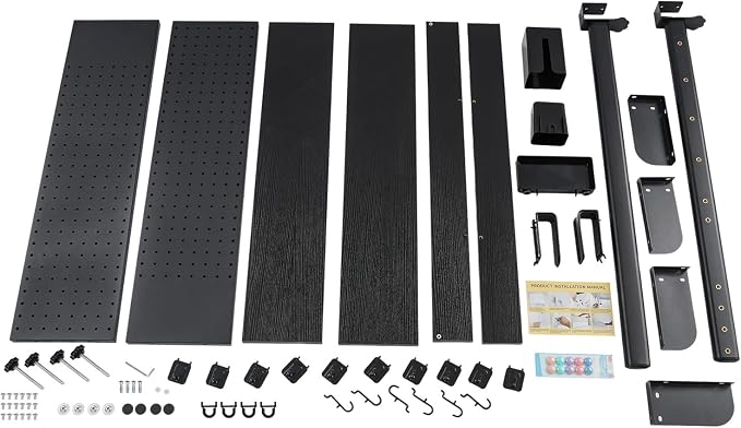 Clamp-On Pegboard Desk Organizer, 2-Tier Clamp On Desk Shelf with Hooks, Office Accessory Organizer for Books, Office Supplies & DIY Storage, 16.5lbs Capacity, 39.37" x 37.4", Black - Image 8