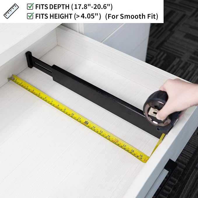 Utoplike Bamboo Kitchen Drawer Divider, Black Utensil Drawers Organizer | Adjustable, Spring Loaded, Works in Kitchen, Dresser, Bathroom, Bedroom, Drawer, Desk, 2.4" H, Fit 17.8"-20.6" Inner Drawer - Image 5