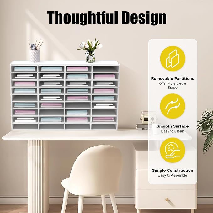 Literature Organizer, 36 Compartment Desktop File Sorter Office Mailbox Cubbies with Removable Shelves, Classroom Organizer Mail Sorter Paper Organizer Storage - Image 4