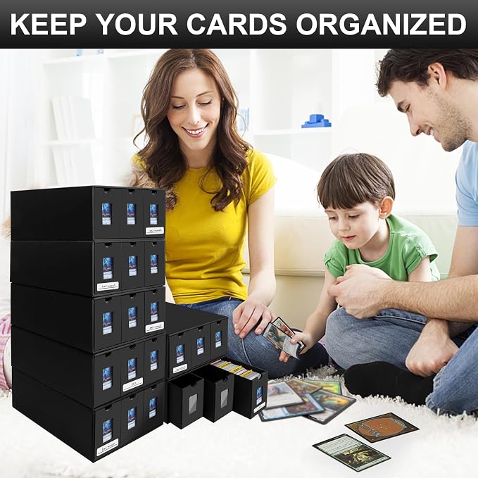 Trading Card Storage Box for 21000+, Card Deck Box for MTG Commander Display, Card Organizer Box with 72 Card Dividers, Labels & Tapes, Compatible with TCG, PTCG, MTG and Sport Cards - Image 8
