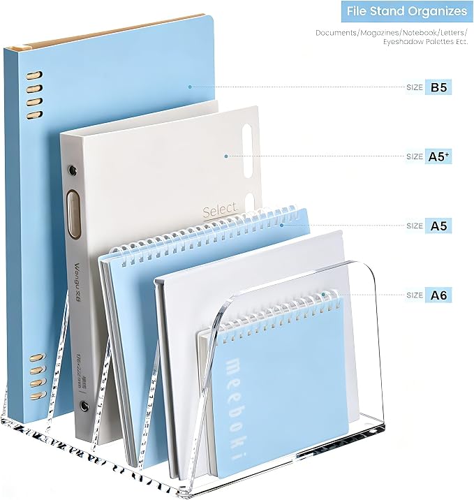 HeZone Desk File Organizer,4-Section Vertical Clear File Organizer File Holder Folder Holder Mail Sorter Acrylic Stand Rack,Office Organization for Home, Office & Classroom(1 Pack) - Image 4