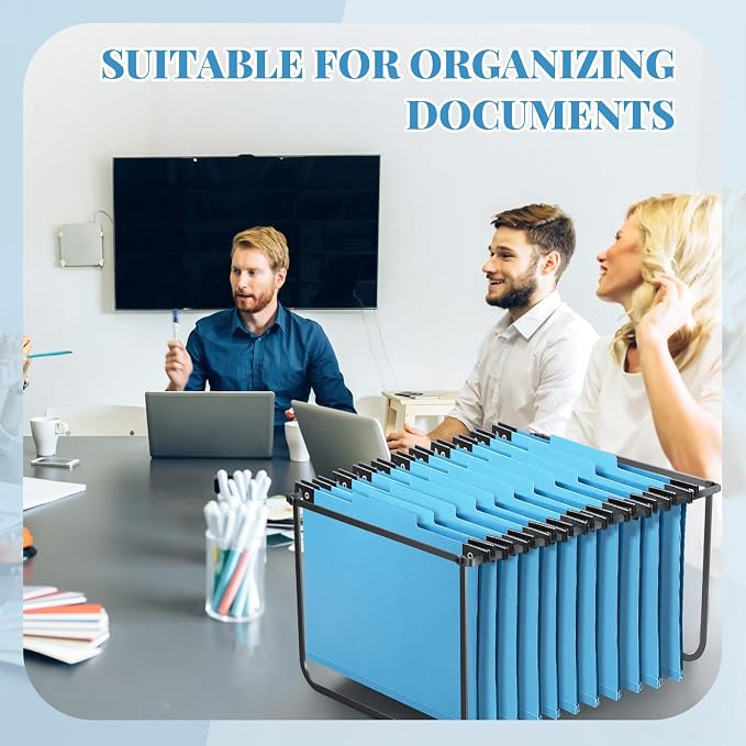 Henoyso 15 Pcs Hanging Classification Folders Bulk with 2 Prongs, 1 Divider Letter Size, 2 Inch Expansions Pressboard File Folder, 1/3-cut Tab File Organizer (1 Divider,Light Blue) - Image 6