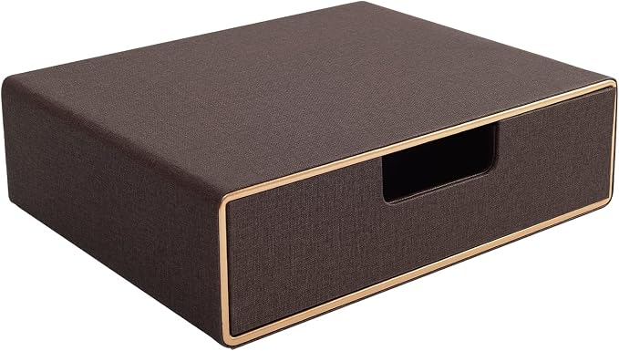 Stackable Organizer Drawer Classic Brown Pu Leather Handmade,Organize Home Office Desk Accessories and Sort Letter-Size Paper/a4 Document,Desk Caddy with Drawers Storage Box,13.1x10x3.7inches by RHCSZ