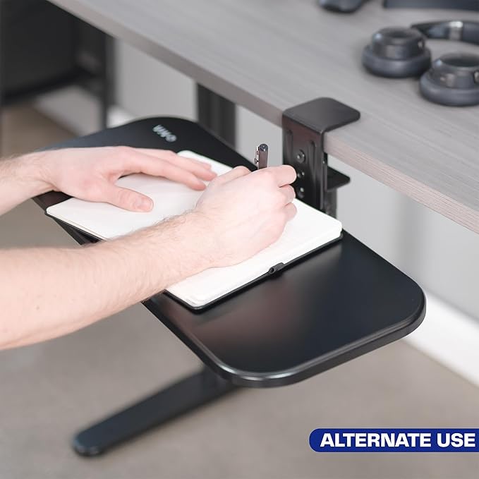 VIVO Clamp-on 23 x 10 inch Rotating Computer Keyboard and Mouse Tray, Extra Sturdy Desk Swivel Clamp, Ergonomic Typing, Black, MOUNT-KB04CB - Image 9