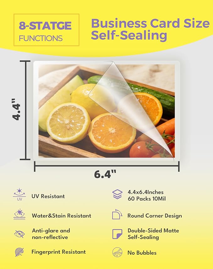 Uinkit 60Pack 4x6 Matte Self Seal Laminating Pouches, 10Mil Thick Double-Sided for Photos & Recipe Cards, Waterproof Anti-Glare Plastic Sleeves to Preserve Pictures, Study Flashcards - Image 2