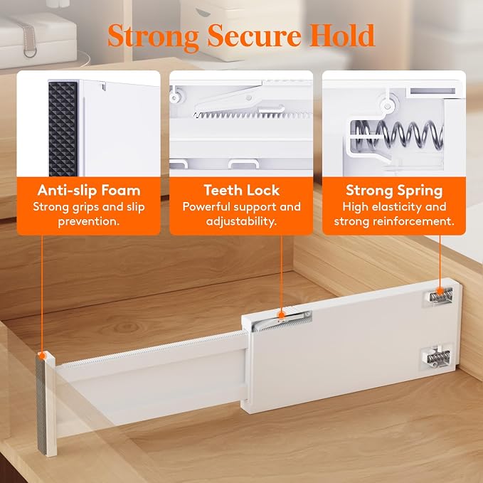 Lifewit 4" High Upgrade Drawer Divider, Adjustable Drawer Organizer Clothes | 18 Pack 11-17" Expandable White Plastic Drawer Separator for Dresser, Kitchen, Closet, Nursery, Office Organization & Storage - Image 3