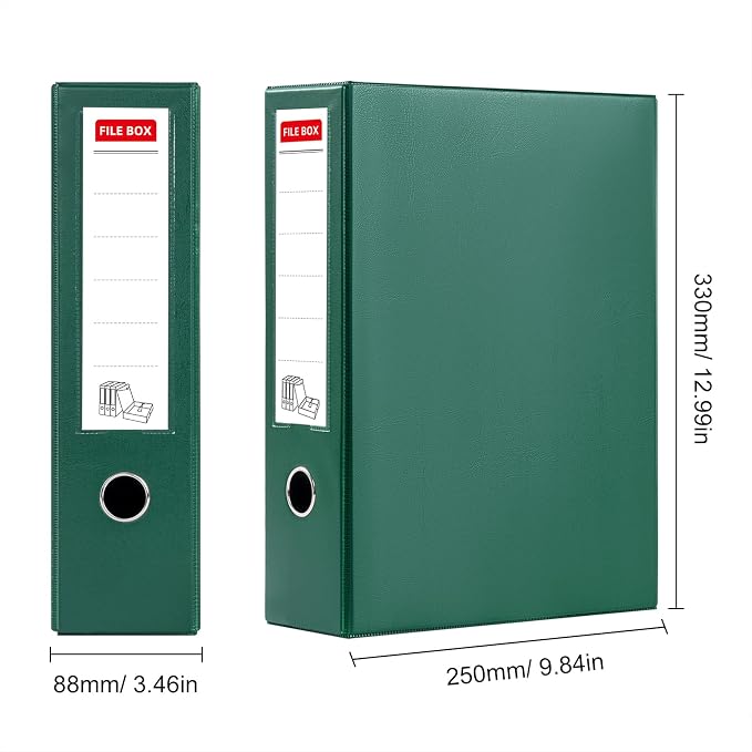 Storage File Boxes 4 Pack, Foldable File Box with Clip, 88mm Spine, Green | Archives Cases with Magnetic Closure, Plastic Document File Organizer Storage - Image 2