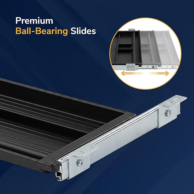 Mount-It! Under Desk Pencil Drawer | 21.25” W, Ball Bearing Slide-Out Organizer for Office Supplies, Paper & Pencils | Fits Desks Over 1” Thick, Adjustable Extension 16.25”–28” - Image 6